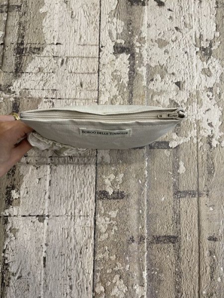 画像2: BORGO DELLE TOVAGLIE リネンフリルポーチ 【3】/ Sale M. (2)