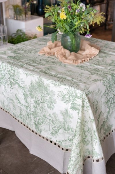 画像1: BORGO DELLE TOVAGLIE  テーブルクロス　TDJ Verde-Sabbia 170×170 (1)